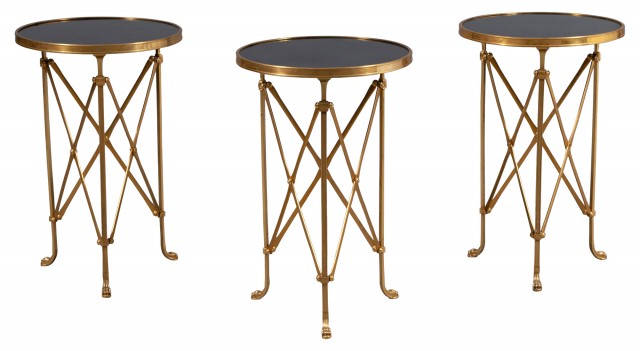 Three Neoclassical Style Marble Top Gilt-Bronze Guéridons