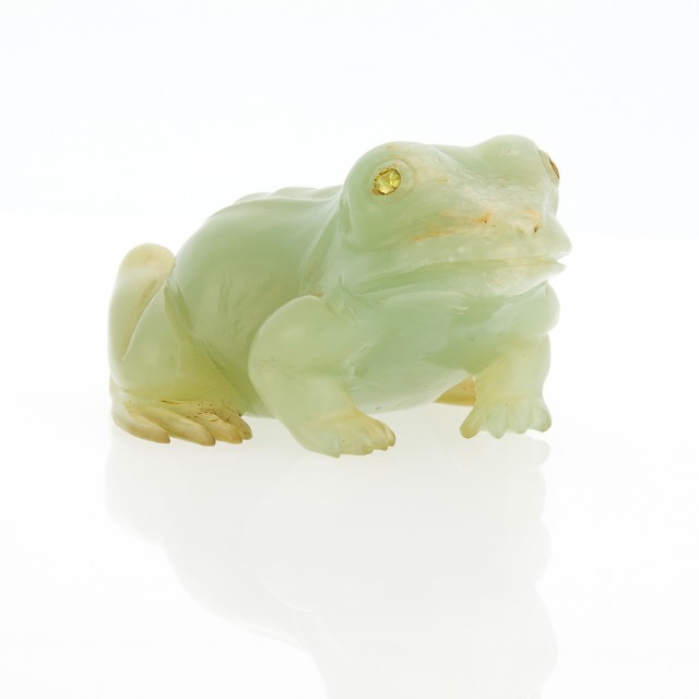 Fabergé Carved Bowenite Model of a Frog