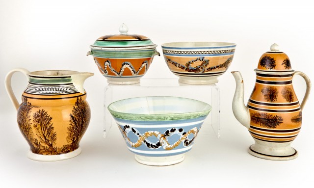 Group of Five Mochaware Items