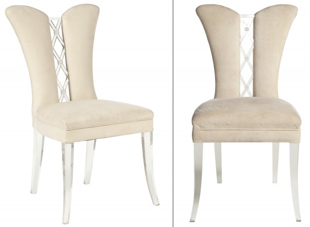 Pair of Upholstered Lucite Corset