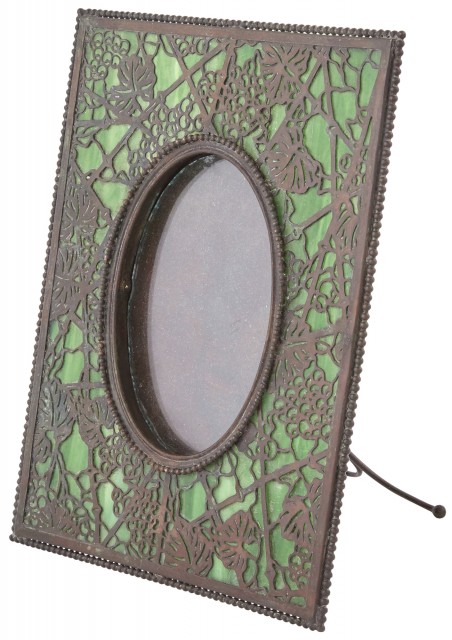 Tiffany Studios Etched Metal and Favrile Glass Photograph Frame