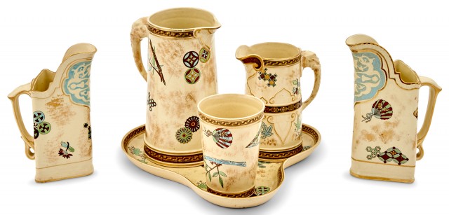 Royal Worcester Company Ltd. Aesthetic Movement Gilt and Enameled Porcelain Beverage Set