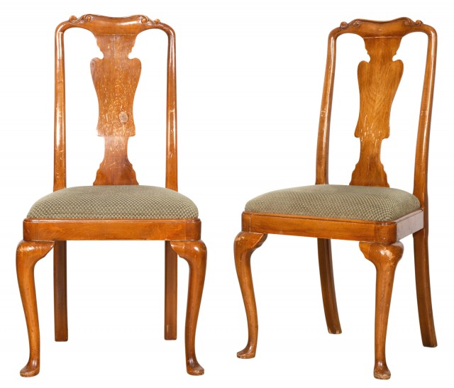 Set of Twelve Queen Anne Style Dining Chairs