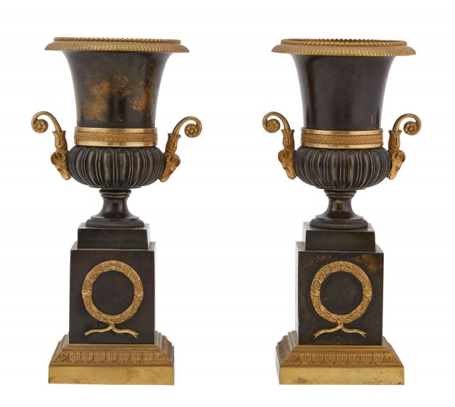 Pair of Empire Style Bronze Urns