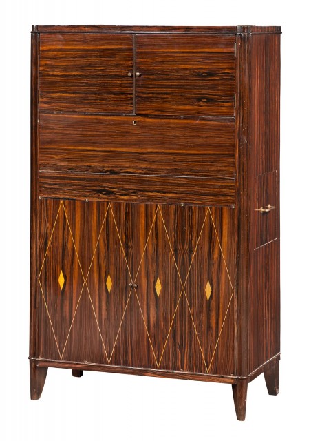Art Deco Inlaid Rosewood Bar Cabinet