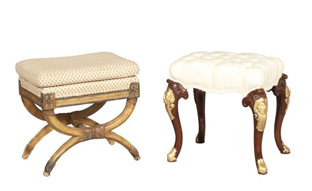 George II Style Parcel-Gilt Mahogany Stool