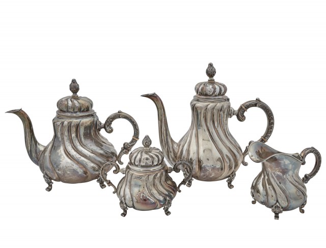 German Sterling Silver Three-Piece Tea and Coffee Service