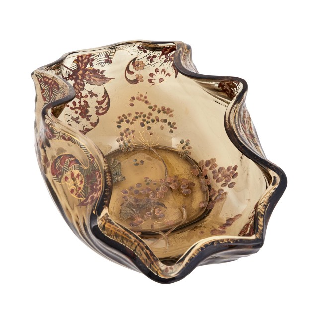 French Art Nouveau Gilt and Enamelled Glass Center Bowl