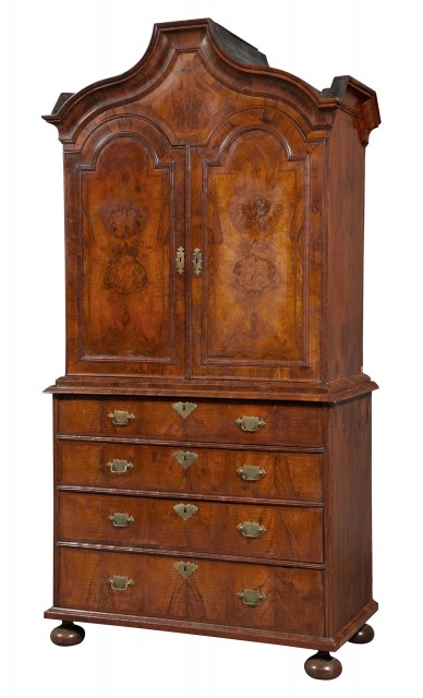 William III Walnut Secretaire Cabinet