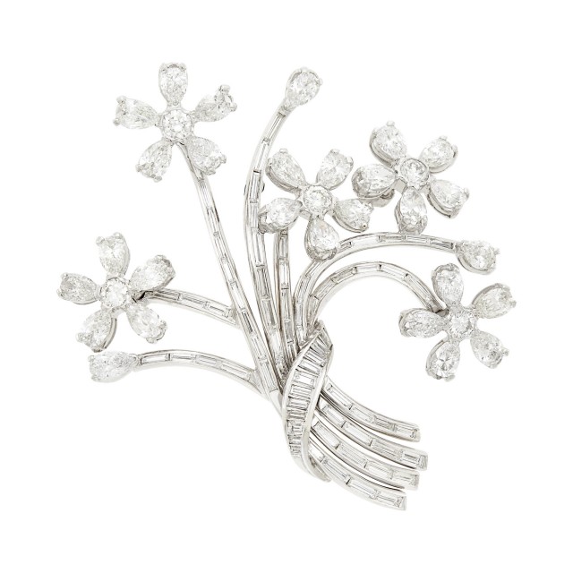 Platinum and Diamond Bouquet Brooch
