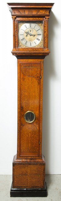 William III Walnut and Part-Ebonized Seaweed Marquetry Longcase Clock