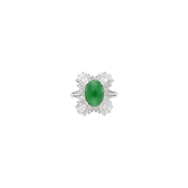 Platinum, Jade and Diamond Ring