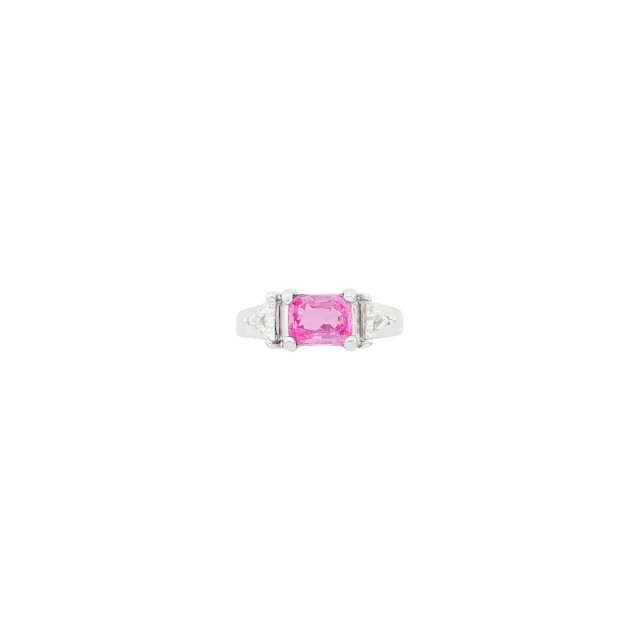 White Gold, Pink Sapphire and Diamond Ring
