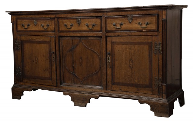 George III Marquetry Inlaid Oak Dresser