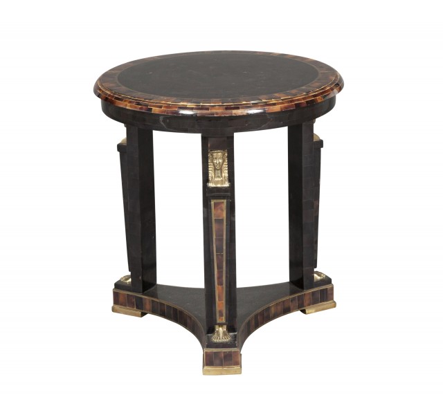 Empire Style Faux Tortoiseshell and Brass Mounted Low Side Table