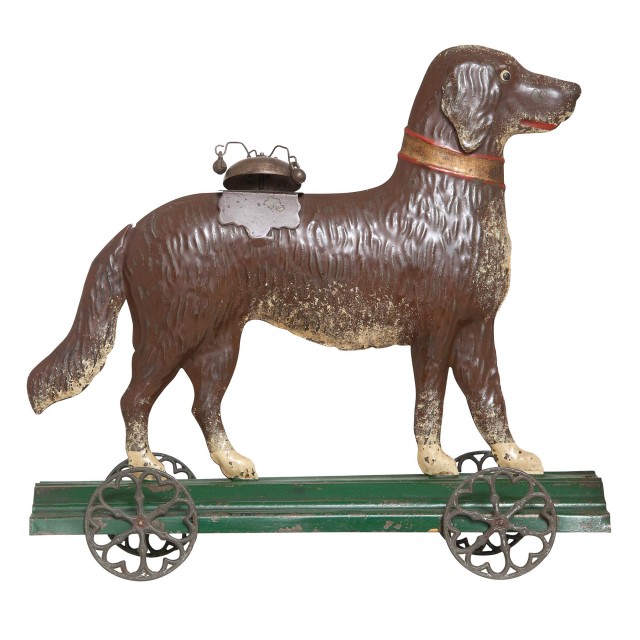 Large Tin Dog with Bell Toy