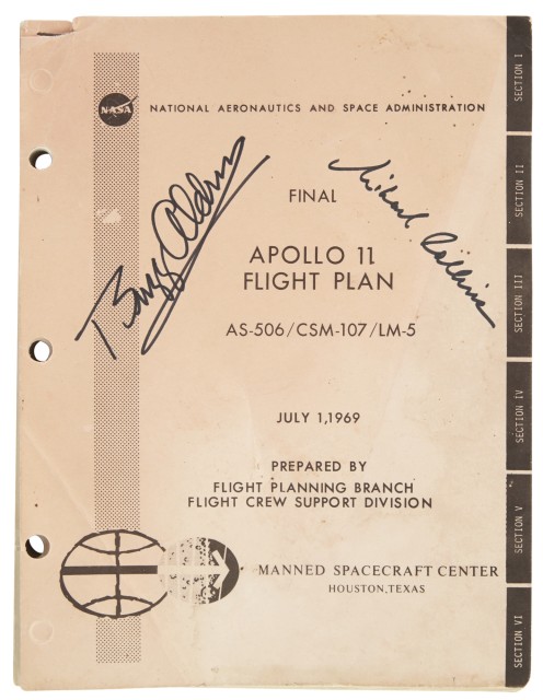 [SPACE-APOLLO 11]  Apollo 11 Flight Plan signed by Buzz Aldrin and Michael Collins.