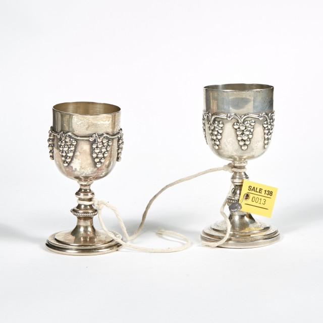 2 Silver Wine Goblets, 11 ozs., damaged