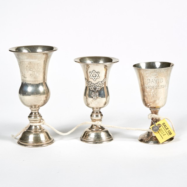 3 Silver Wine Goblets, 7 ozs., damaged
