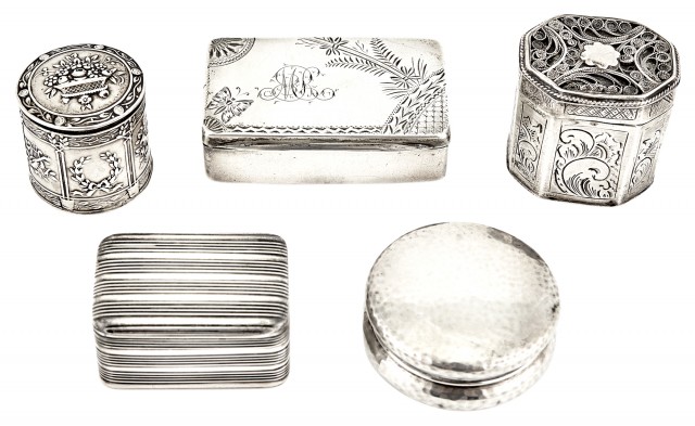 Five Silver Snuff Boxes