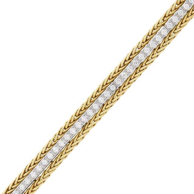 Platinum and Diamond Bracelet with Braided Gold Jacket