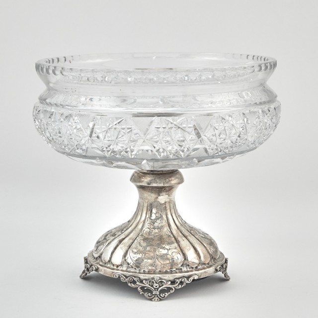Italian Silver and Cut Glass Centerpiece Bowl
