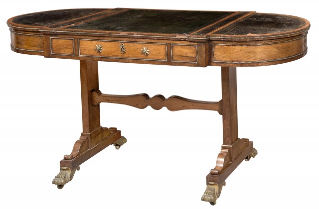 Regency Gilt-Metal-Mounted Rosewood Games Table attributed to Gillows