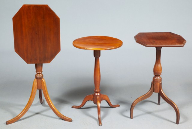 Three Fruitwood and Other Wood Tripod Stands