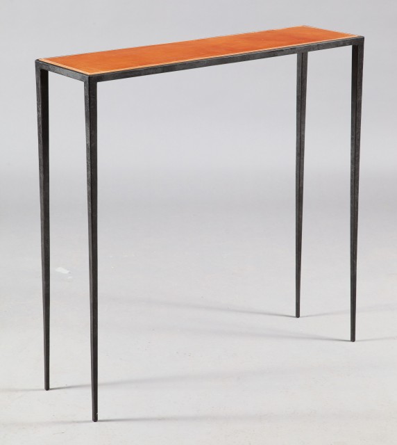 Jean-Michel Frank Style Iron and Stitched Leather Console