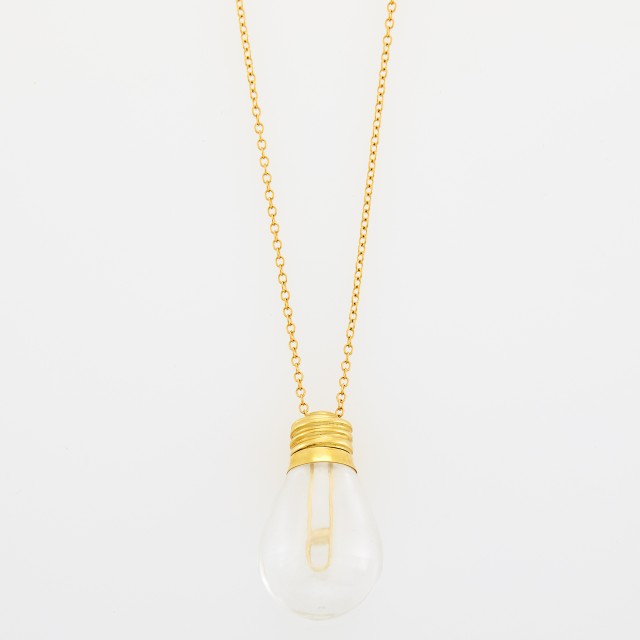 Tiffany and Co., Elsa Peretti Gold and Carved Rock Crystal Light Bulb Pendant-Necklace
