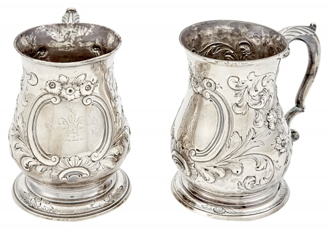 Two George II Sterling Silver Canns
