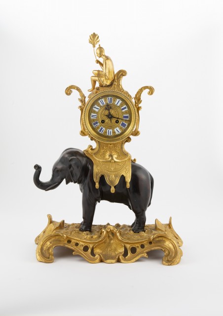 Louis XV Style Gilt and Patinated Bronze Clock