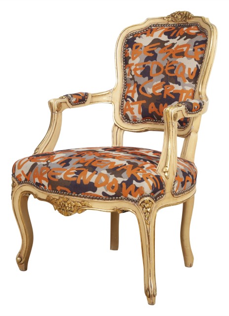 Louis XV Style Painted and Parcel Gilt Fauteuil