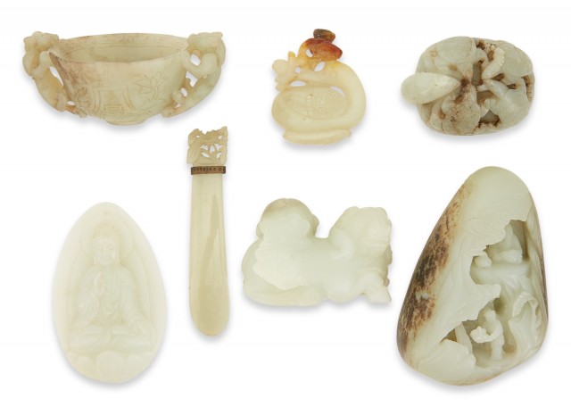 A Group of Seven Chinese Jade Carvings