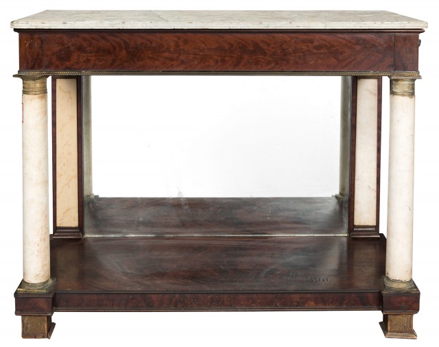 Classical Mahogany and Marble Top Pier Table