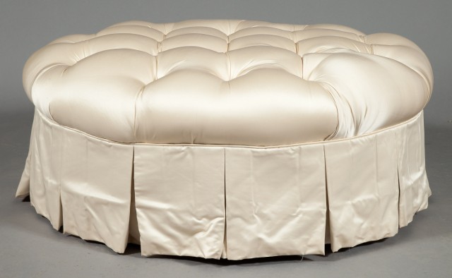 Upholstered and Tufted Circular Ottoman
