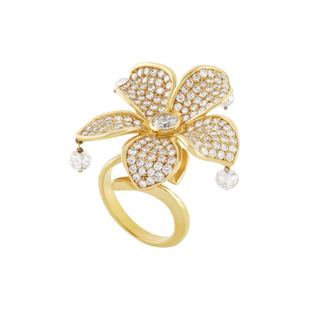 Gold and Diamond Flower Ring