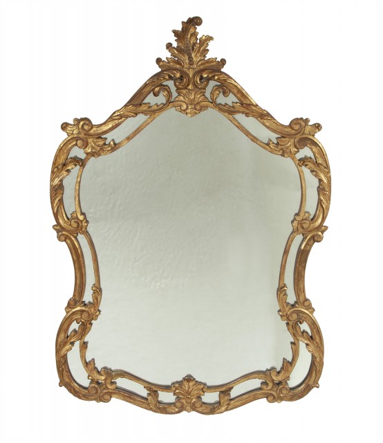 Rococo Style Cartouche Form Giltwood Mirror