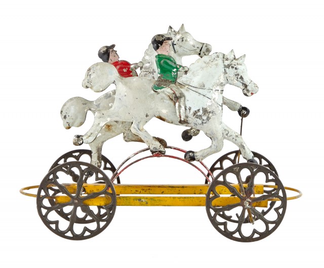 Two Horse Tin Pull Toy