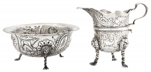 Irish Sterling Silver Cream Jug and Sugar Bowl