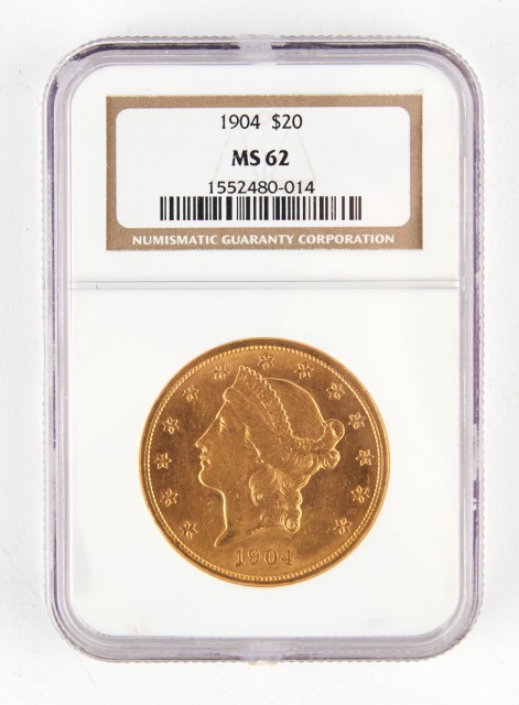 United States 1904 $20 Liberty Head NGC MS62