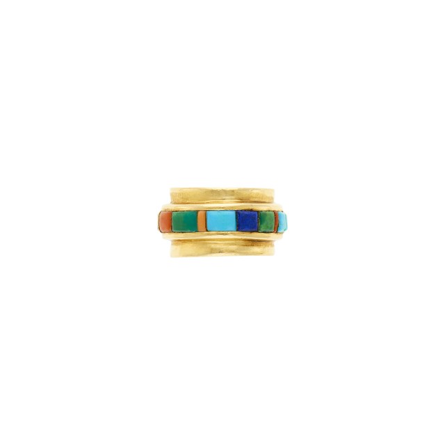 Charles Loloma Gold and Hardstone Band Ring