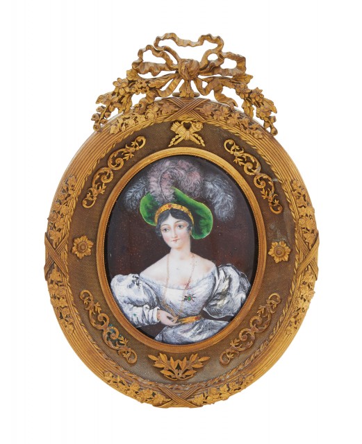 Oval Miniature Enamel Plaque of a Woman