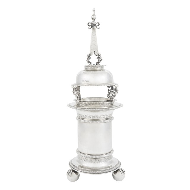 English Sterling Silver Jacobean Style Standing Salt Cellar