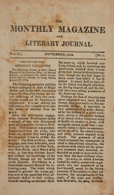 [EARLY VIRGINIA IMPRINT]  The Monthly Magazine and Literary Journal.