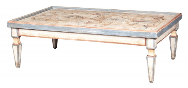 Italian Style Faux Scagliola and Painted Low Table