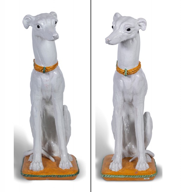 Pair of Italian Majolica Whippets