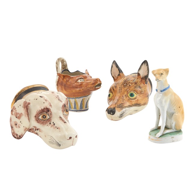 Two English Pottery Stirrup Cups