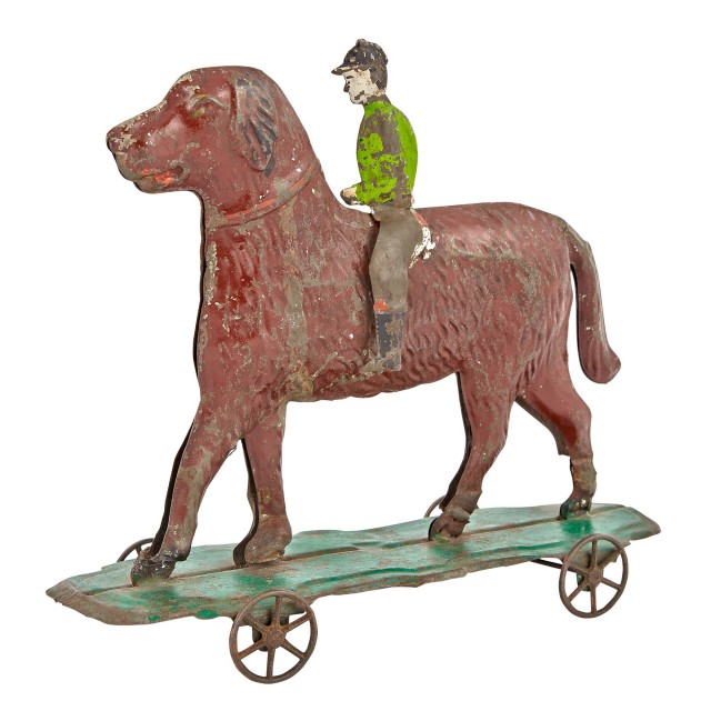 Dog and Rider Tin Pull Toy
