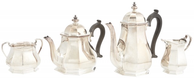 English Georgian Style Sterling Silver Four Piece Tea and Coffee Service